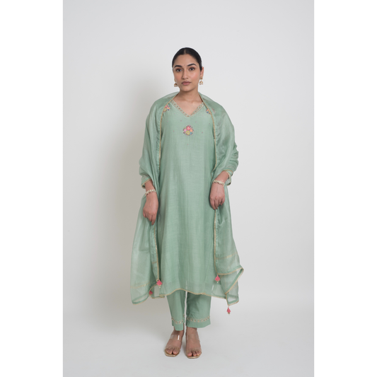 Kumud Kurta Set - Light Teal