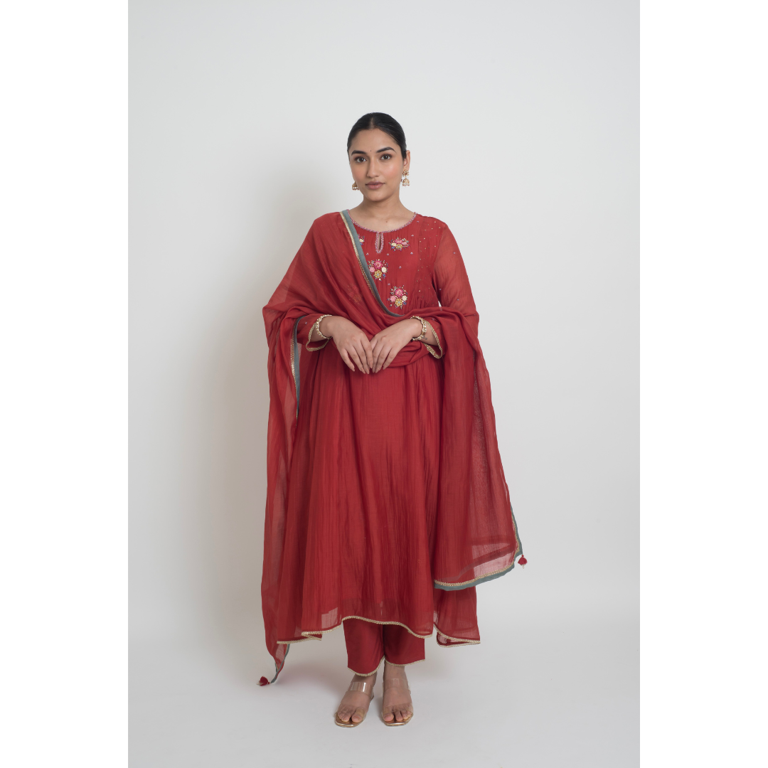 Neelima Kurta Set - Red