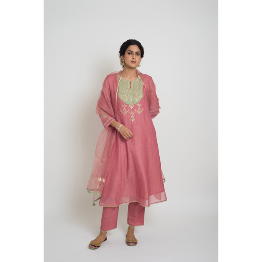 Chandni Kurta Set - Pink & Pastel Green