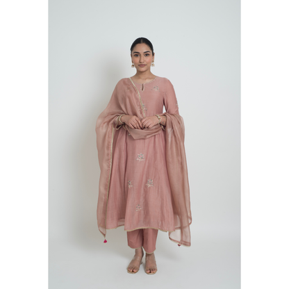 Ambar Kurta Set - Tea Rose
