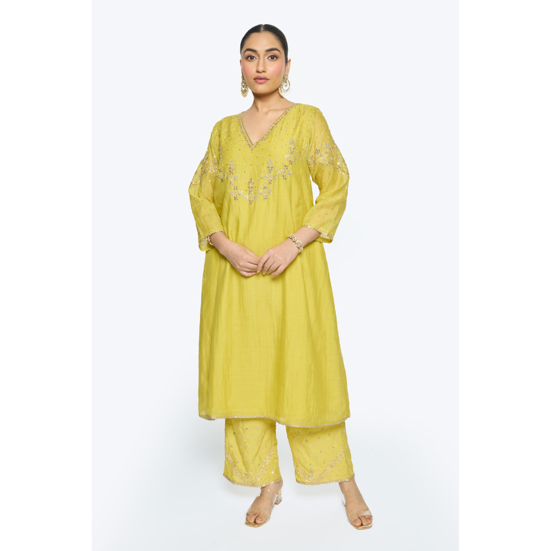 Falak Kurta Set - Yellow