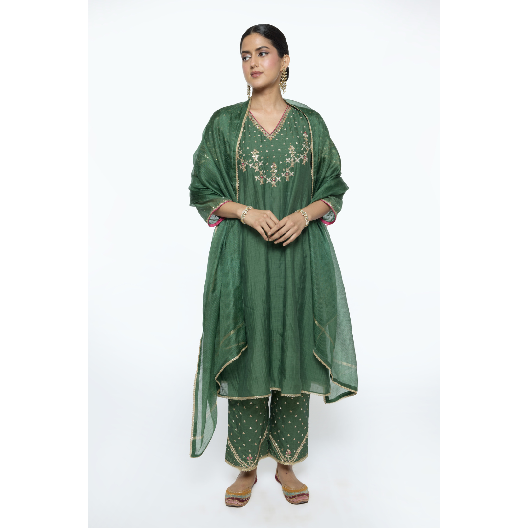 Falak Kurta Set - Green