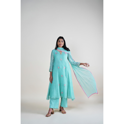 Naaz Kurta Set - Light Aqua