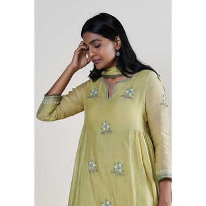 Naaz Kurta Set - Straw Green