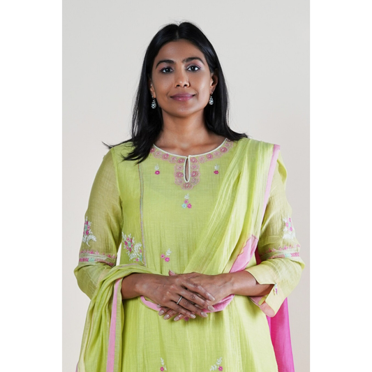 Ruhiya Kurta Set - Lime Green