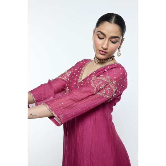 Falak Kurta Set - Magenta