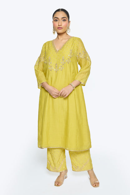 Falak Kurta Set - Yellow