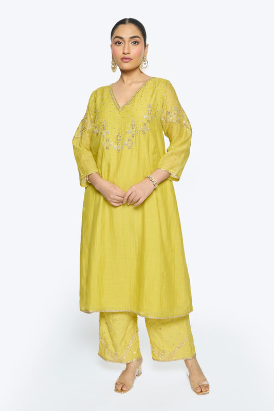 Falak Kurta Set - Yellow
