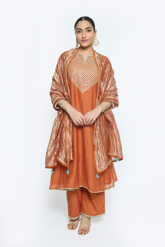 Tara Kurta Set - Burnt Orange