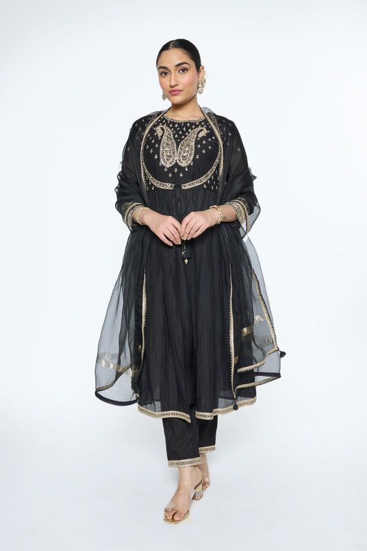 Rewa Kurta Set - Black