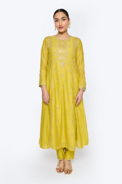 Diya Kurta Set - Yellow