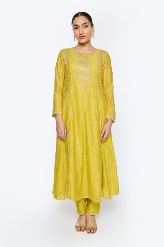 Diya Kurta Set - Yellow