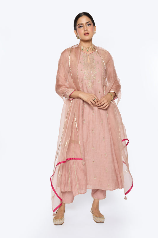 Diya Kurta set - Tea Rose