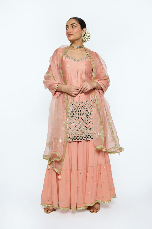 Ira Kurta Set - Salmon Pink