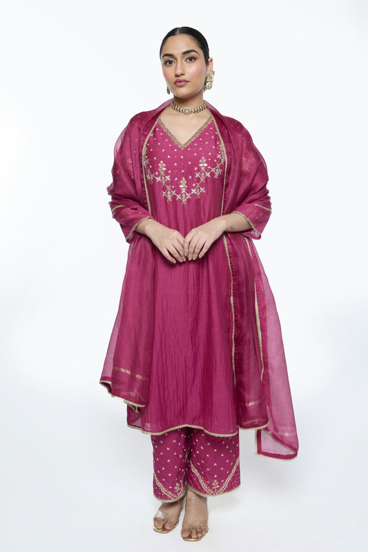Falak Kurta Set - Magenta