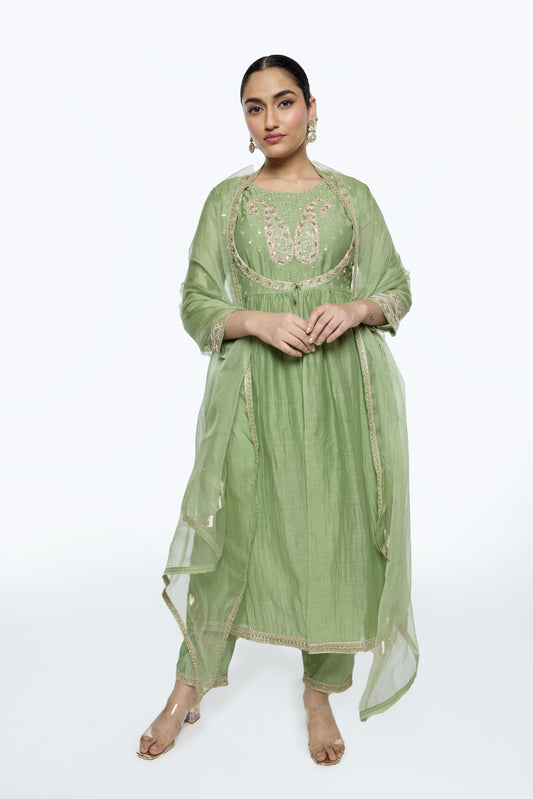 Rewa Kurta Set - Pastel Green